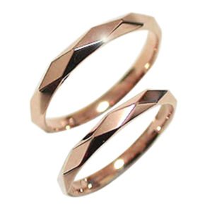 結婚指輪 ひし形カット ペアリング ピンクゴールドK10