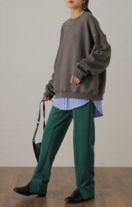 HuG.U ヘリンボーン プルオーバー ルーズ  スウェット