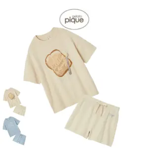 ジェラートピケ(gelato pique) モーニングジャガードプルオーバー&畦ショートパンツセット