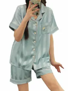 PHOLEEY レディースルームウェア夏部屋着前開き