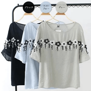 クイーン 花モチーフレースつきTシャツ