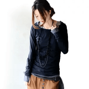 くしゅくしゅシャーリングカットソー フェイクレイヤード