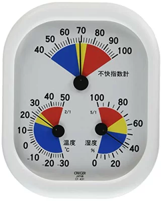 クレセル 不快指数計付温湿度計 スタンド付き CF-431