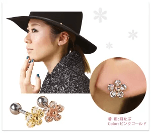 軟骨ピアス16Gボディーピアス フラワー