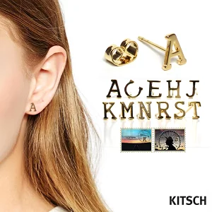イニシャル 14Kゴールド ピアス