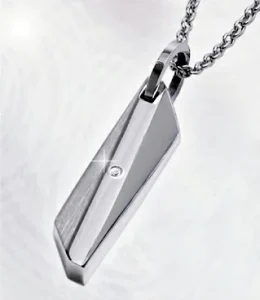 ペンダント メンズ 天然ダイヤモンドのシンプルプレートネックレス シルバー