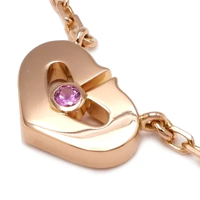 カルティエ(Cartier)ネックレスCハート ピンクサファイアネックレス K18PGピンクサファイア ピンクゴールド18金 1Pサファイア