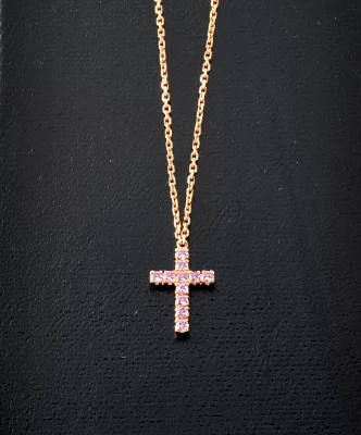 カルティエ(Cartier)ネックレス クロスペンダント K 18PG 750 ピンクゴールド ピンクサファイア