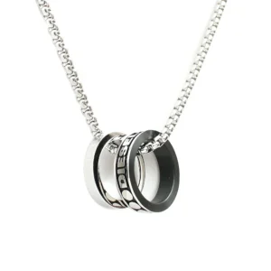 ディーゼル DIESEL ネックレス DX1168040 メンズ ダブルリング ブラック シルバー