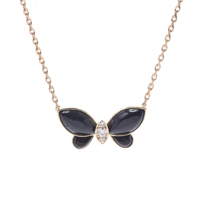 Van Cleef & Arpels ヴァンクリーフ&アーペル パピヨン ネックレス K18WG オニキス