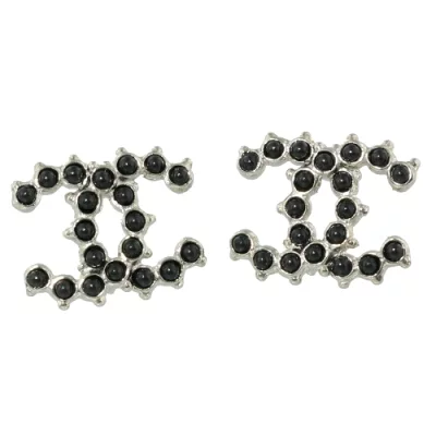 CHANEL シャネル ピアス CCココマーク ブラック シルバー A58090