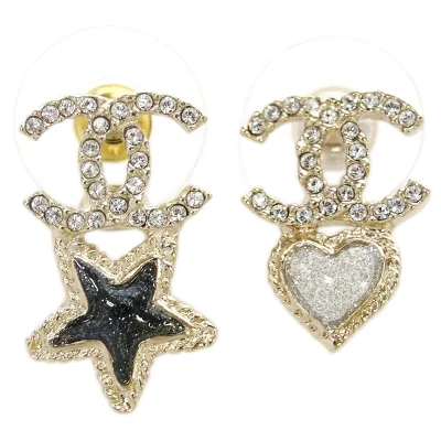 CHANEL シャネル ピアス AB3807 ココマーク スター ハート ラインストーン ピアス ゴールド