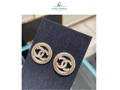 CHANEL シャネル ココマーク ラインストーン ラウンド ゴールド ピアス AB3657