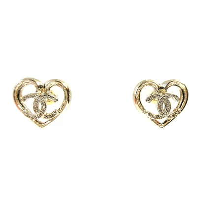 CHANEL シャネル CCマーク ラインストーン ハート ピアス ゴールド ココ ABA1038 10034 NM079