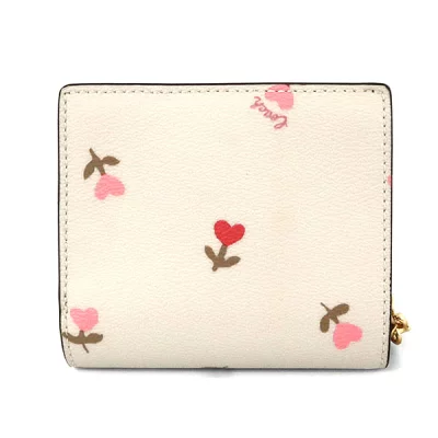 コーチ COACH 二つ折り財布 ハートフラワー 花柄 ホワイト系×ボルドー C2868 IMCAH