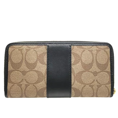 コーチ COACH PVCコーティングキャンバス×レザー シグネチャー アコーディオン アラウンド F54630