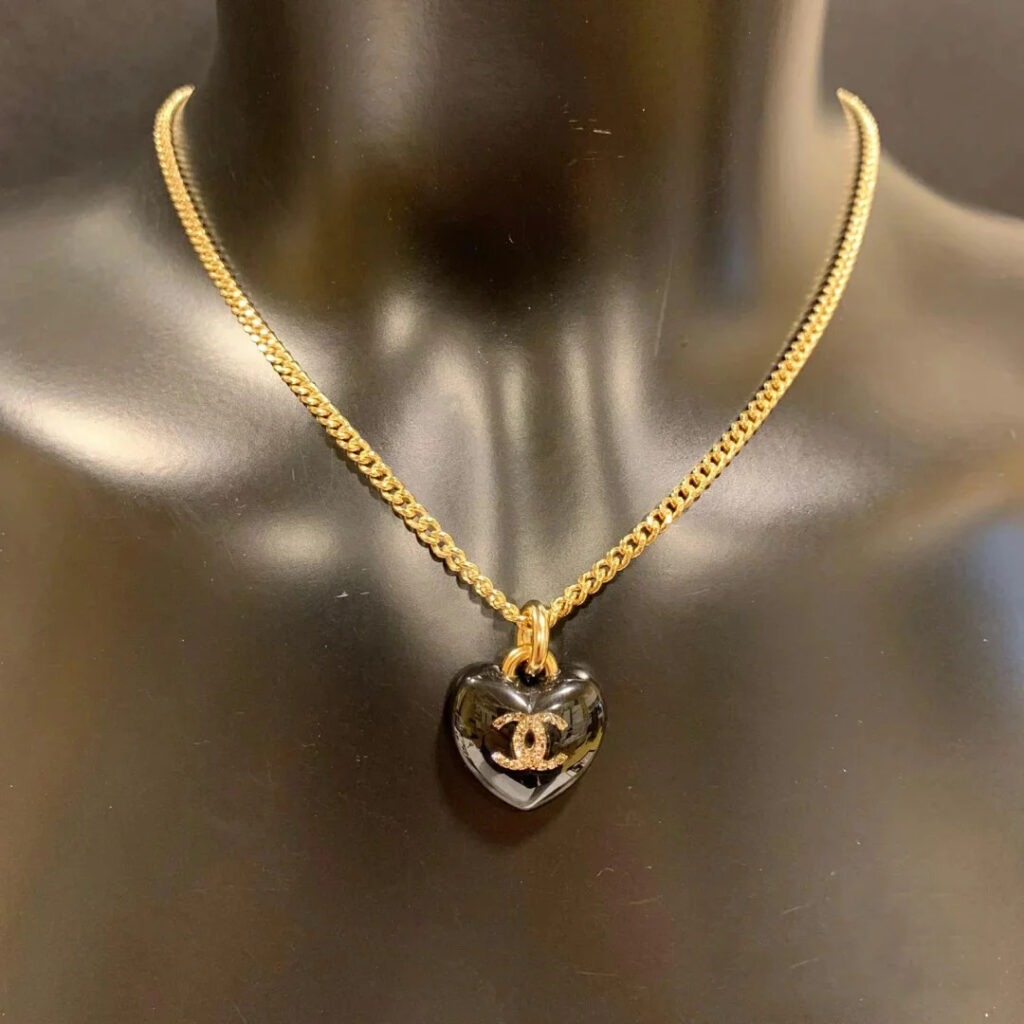 CHANEL シャネル ネックレス ココマーク ハート メタル ストラス AB5962