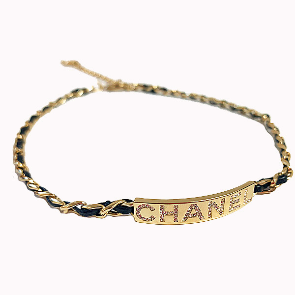 CHANEL シャネル ネックレス ブランドロゴチョーカー メタル&レザー AB4711B04015