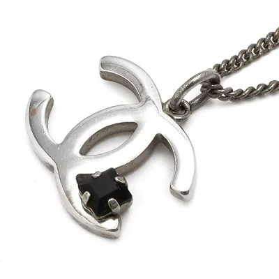 シャネル CHANEL ネックレス ココマーク メタル オニキス シルバー 05P
