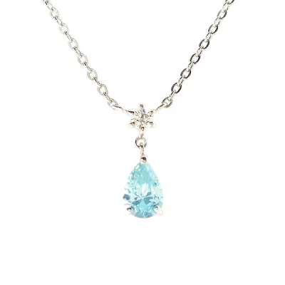 4℃ しずく シルバー しずく型キュービックジルコニアネックレス