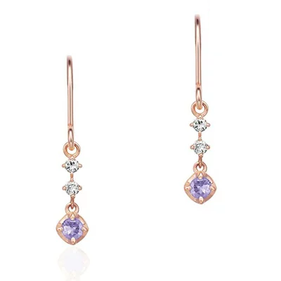 4°c ピンクゴールド×タンザナイト&ダイヤモンド ワイヤーフックピアス