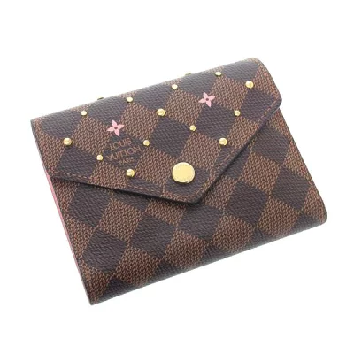 ルイヴィトン LOUIS VUITTON ポルトフォイユ・ヴィクトリーヌ ダミエ スタッズ フラワープリント N60477