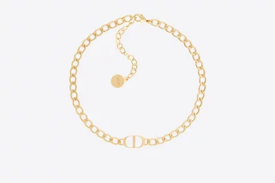 クリスチャンディオール ネックレス チョーカー PETIT CD CHOKER NECKLACE メタル ロゴ ゴールド