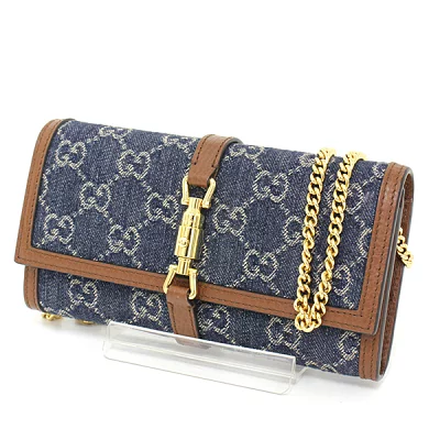 グッチ GUCCI ジャッキー 1961 チェーンウォレット エコウォッシュド GGジャカードデニム 652681