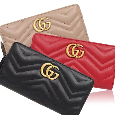 グッチ GUCCI GG マーモント シェブロン キルティング レザー ラウンド ジップ ウォレッ 443123 DTD1T