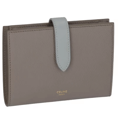セリーヌ(CELINE) ミディアム ストラップ ウォレット バイカラー ぺブル×ミネラル 10B64 3BRU 10PI