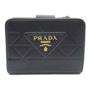 プラダ PRADA 二つ折り財布 財布 カーフ (牛革) レディース ブラック系 1ML018F0002