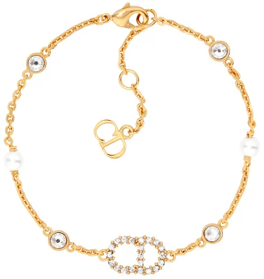 クリスチャンディオール Christian Dior ラインストーンCDロゴ ゴールドチェーンブレスレット GOLDD301GD