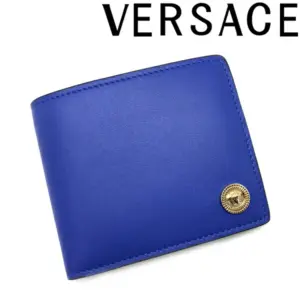 VERSACE メンズ&レディース メドゥーサ 二つ折り レザー ブルー×ゴールド DPU6737-1A03190-1UC3V