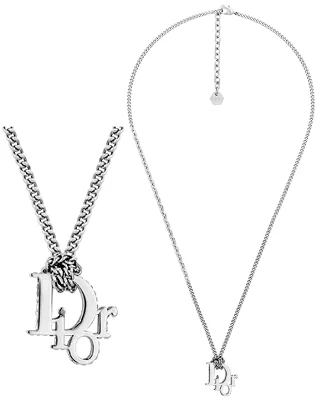 Christian Dior クリスチャンディオール オブリークロゴプレート ペンダントックレス D000SL