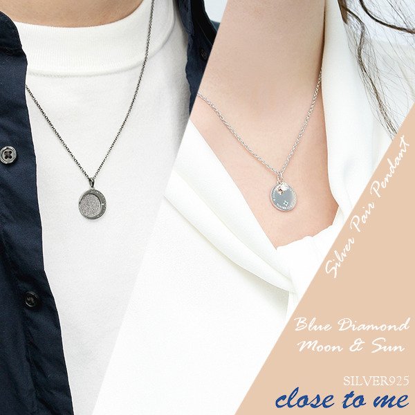 close to me ブルーダイヤモンド ムーン サン ペアネックレス