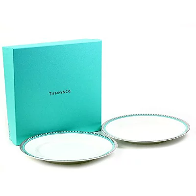 ティファニー TIFFANY&Co プラチナブルーバンド ペアデザートプレート