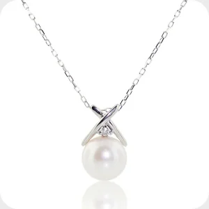Jewelry Museum アコヤ真珠とダイヤモンド ネックレス K10WG