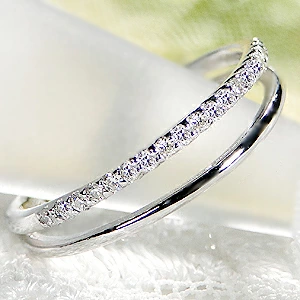 Pt950【0.10ct】二連 ダイヤモンド エタニティ ピンキーリング