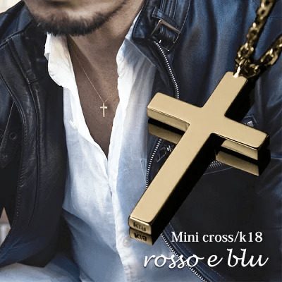 amulet アミュレット ロッソエブルー 18金 十字架 ネックレス