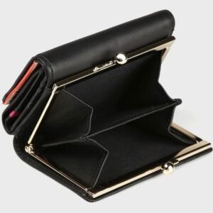 ポールスミス 財布 レディース 折財布 二つ折り ミニ財布 がま口 口金 クロスオーバーストライプトリム ブラック Paul Smith