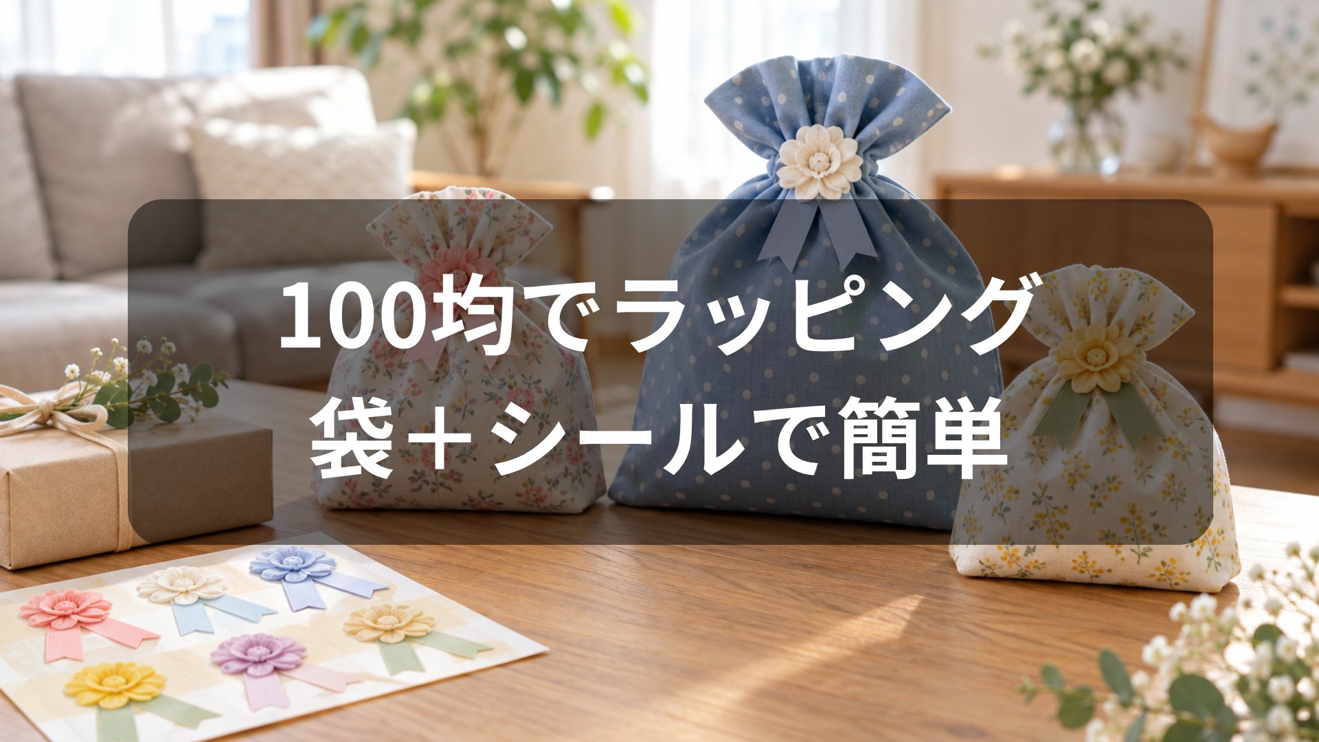 ダイソーのラッピング袋とシールで簡単ラッピング
