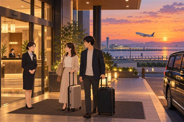 空港近くのホテルのイメージイラスト
