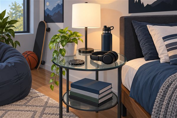 ガラスのミニテーブルのある部屋のイメージイラスト