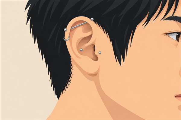耳の軟骨ピアスの位置のイメージイラスト