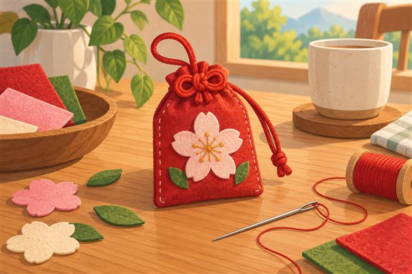 フェルトで作るお守りのイメージイラスト