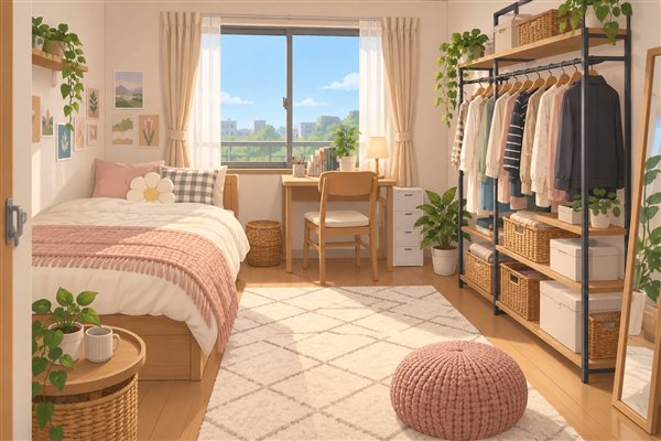 洋服をおしゃれに見せる収納のイメージイラスト
