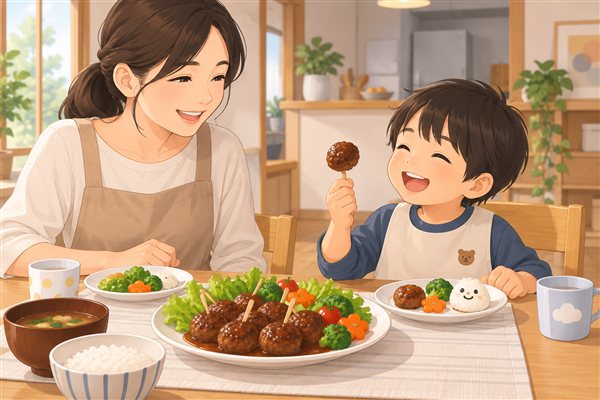 ハンバーグ串のイメージイラスト