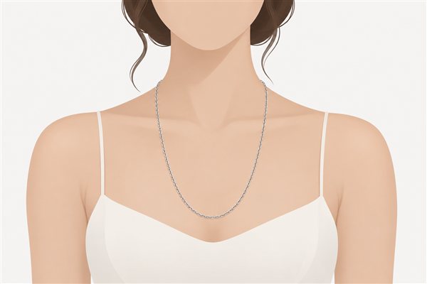 マチネーの長さ（50〜60cm）のネックレスを着けたイメージイラスト