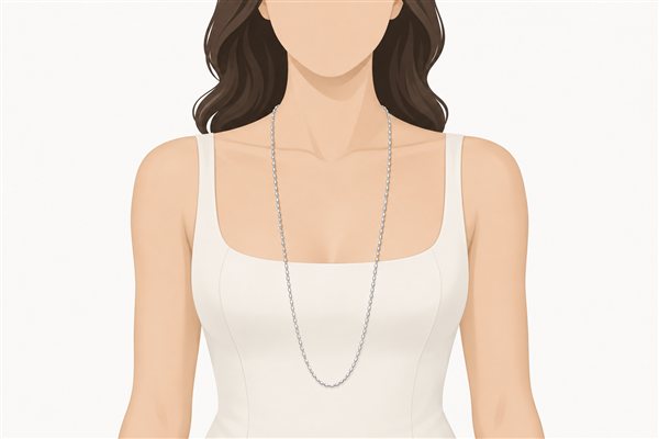 オペラの長さ（70〜80cm）のネックレスを着けたイメージイラスト