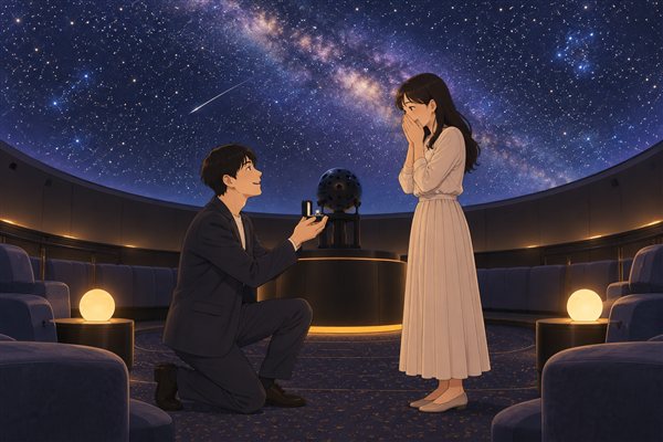 プラネタリウムでのプロポーズのイメージイラスト